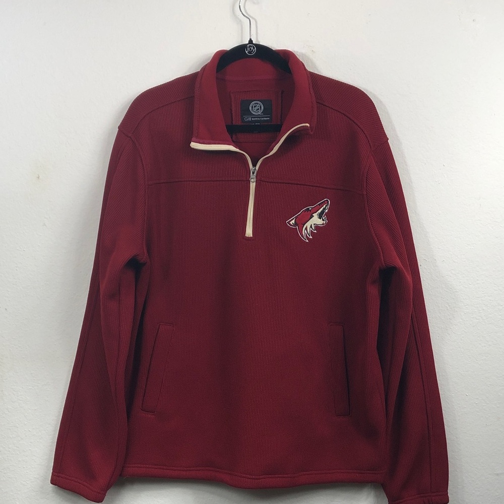 Red Waffleweave 1/4 Zip Pullover Arizona Coyotes Glll Sports By Carl Banks XL